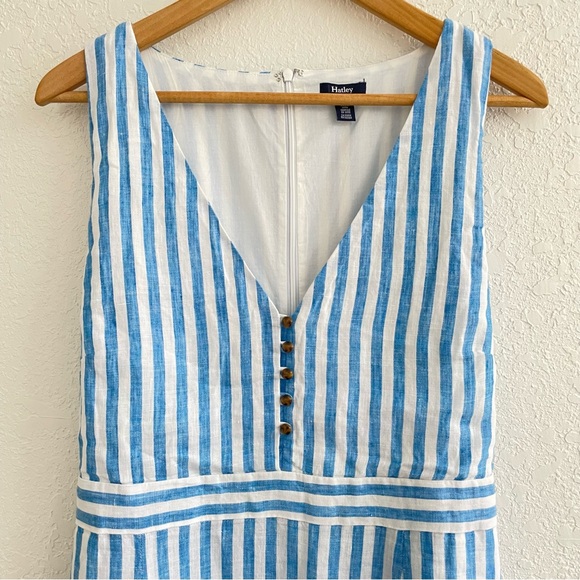 Hatley Isla Linen Dress XL French Stripes Blue White Cruise Resort Party - Picture 6 of 14